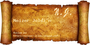 Neizer Jolán névjegykártya